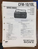 Sony CFM-10 CFM-10L Radio Cassette Recorder Service Manual *Original*