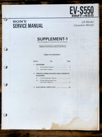 Sony EV-S550 Video 8 VCR Supp. Service Manual *Original*