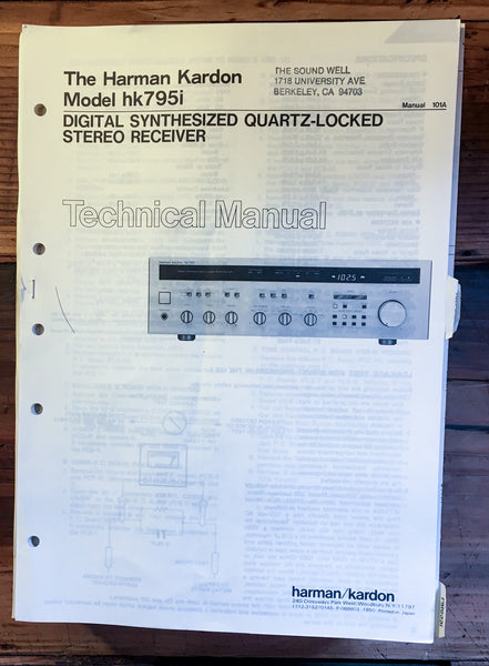 HK Harman Kardon HK795i HK-795i Receiver Service Manual *Original*