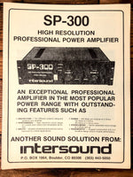 Intersound SP-300 Amplifier 3 pg Foldout Dealer Brochure *Orig*