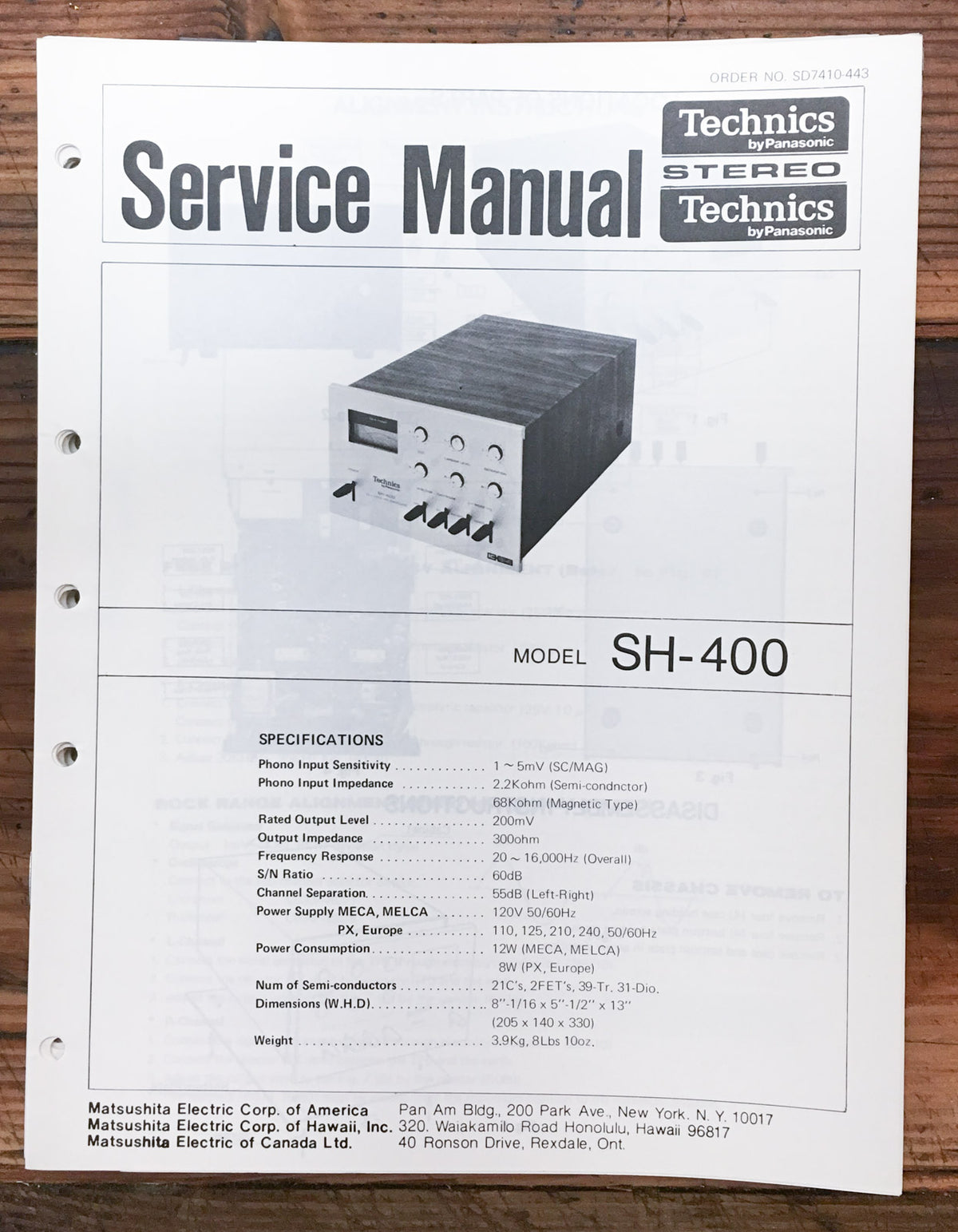 Technics SH-400 CD-4  Service Manual *Original*