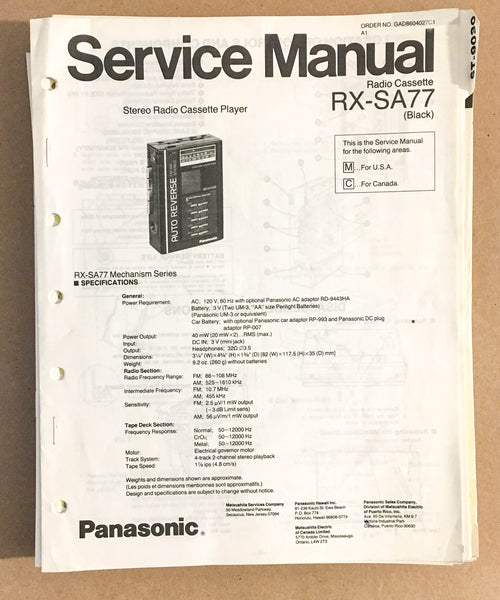TECHNICS RX-SA77 RADIO CASSETTE  Service Manual *Original*