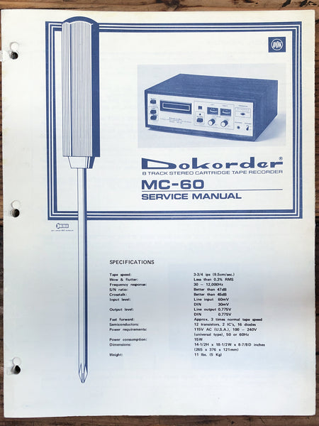 Service Manuals – Tagged Dokorder – Vintage Audio Store - Vintage Service  Manuals, Stereo Brochures and Parts