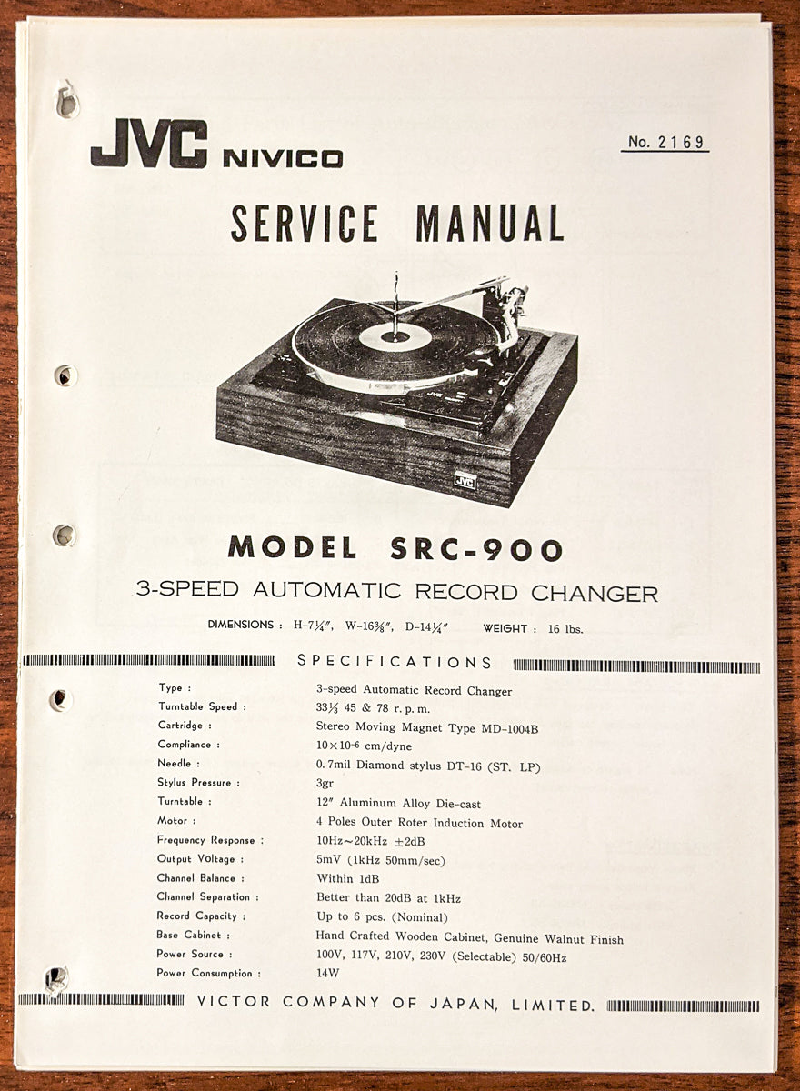 JVC SRC-900 Record Changer Service Manual *Original*