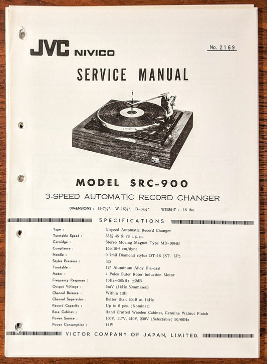 JVC SRC-900 Record Changer Service Manual *Original*