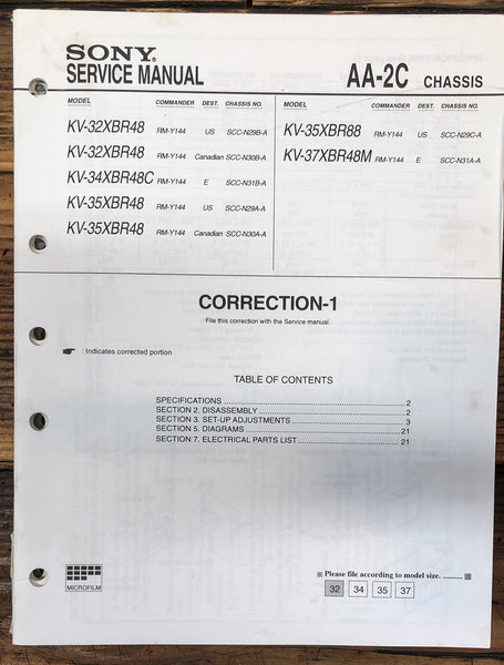 Sony KV-32XBR48 -34XBR48 -35XBR48 -35XBR88 -X7XBR48M  TV  Service Manual Orig #1