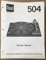 Dual Model 504 Record Player / Turntable Service Manual *Original*