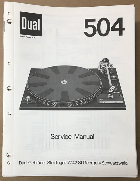 Dual Model 504 Record Player / Turntable Service Manual *Original*