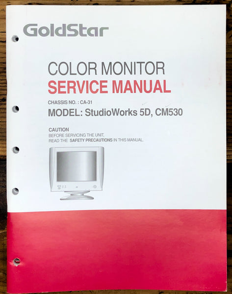 Goldstar CA-31 Studioworks 5D CM530 Color Monitor Service Manual *Original*