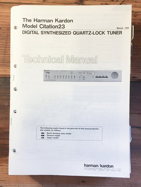 Harman Kardon HK Citation 23 Tuner Service Manual *Original* #1