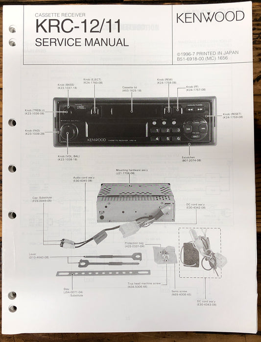 Kenwood KRC-11 KRC-12 Car Radio  Service Manual *Original*