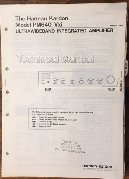 Harman Kardon HK 640Vxi PM-640 Vxi Amplifier Service Manual *Original*