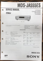 Sony MDS-JA555ES MD Minidisc Deck  Service Manual *Original*