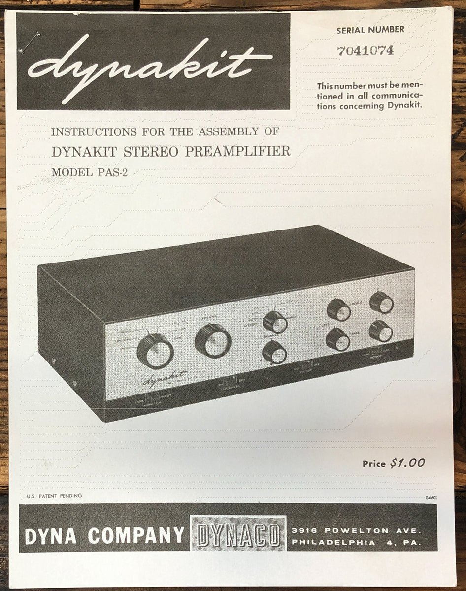 Preamp / Preamplifier Service Manual *Original* Vintage Audio Store