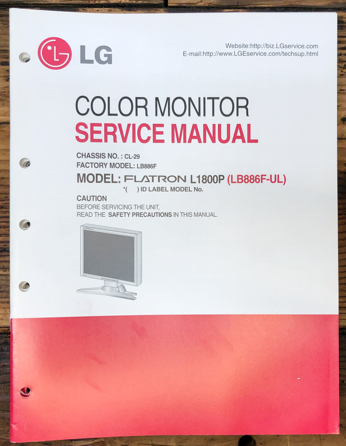 LG Flatron LCD L1800P  Monitor  Service Manual *Original*