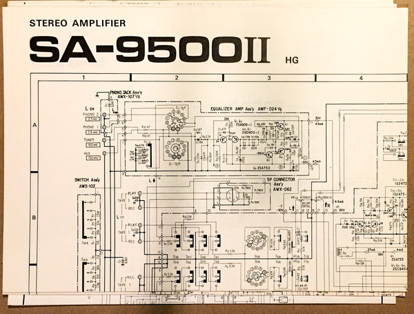 Pioneer SA-9500 II Amplifier Large Fold Out Schematic *Original*