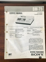 Sony BM-75 Transcriber Service Manual *Original*