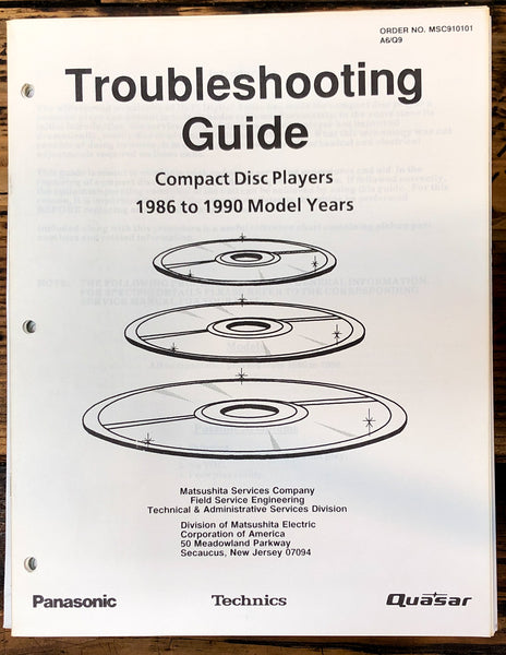 Technics Panasonic Quasar 1986-1990 CD Player TroubleShooting Guide *Original*