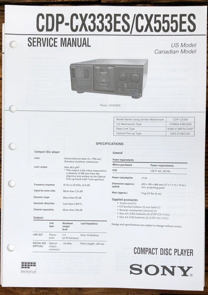 Sony CDP-CX300 CDP-CX350 CDP-CX691 CD Player  Service Manual *Original*