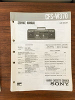 Sony CFS-W370 Boombox / Radio Service Manual *Original*