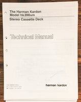 Harman Kardon HK200XM HK-200XM Cassette  Service Manual *Original*