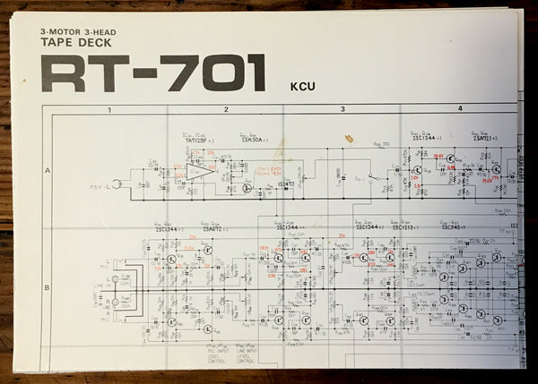 Pioneer RT-701 KCU Reel to Reel Large Fold Out Schematic *Original* #2