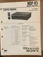 Sony MDP-K5 CD CDV LD Player  Service Manual *Original*
