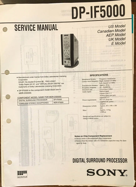 Sony DP-IP5000 Surround Processor  Service Manual *Original*