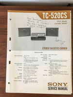 Sony TC-520CS TC-520 CS Tape Recorder Service Manual *Original* #1