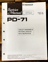 Pioneer PD-71 CD Player  Service Manual *Original*