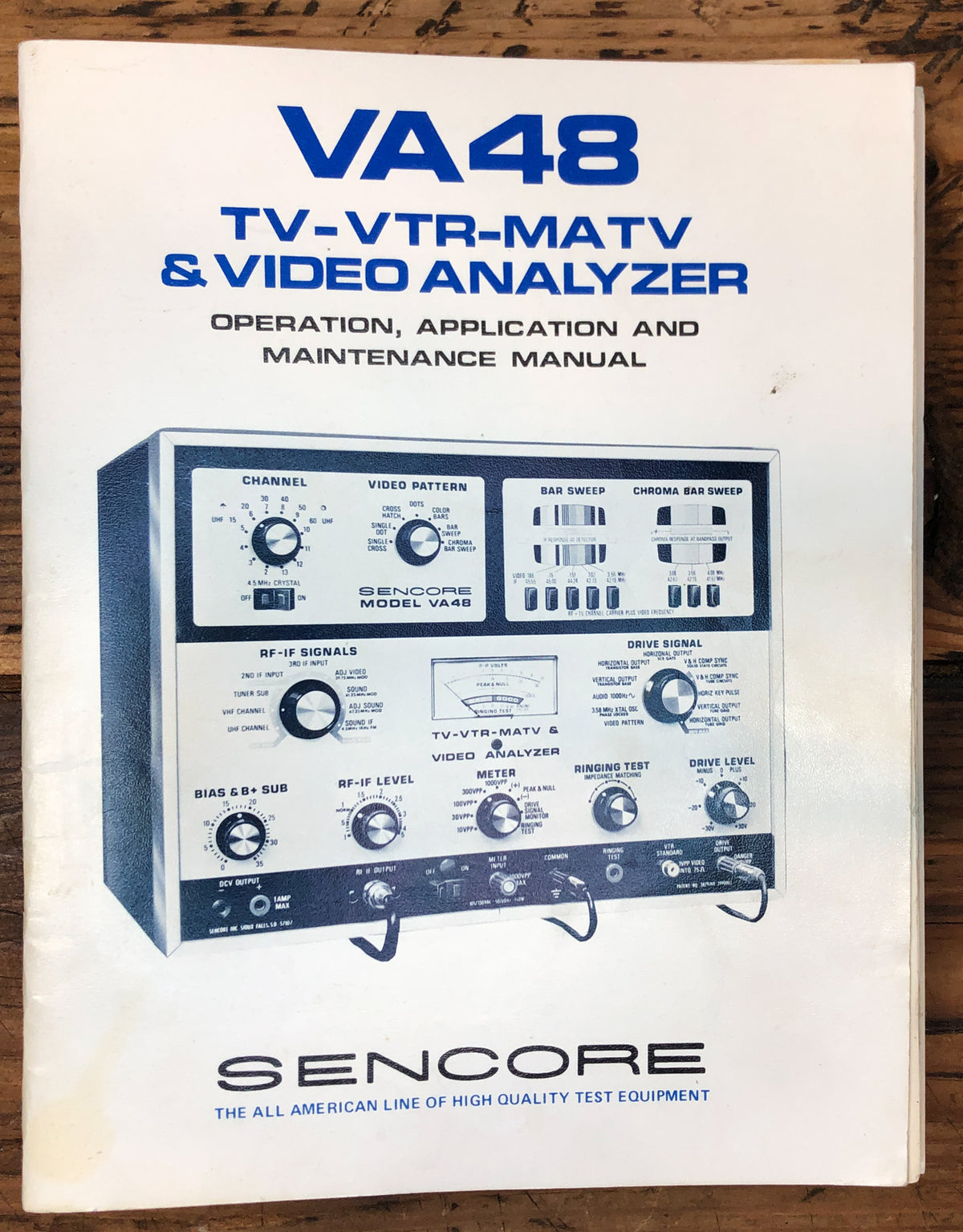 Sencore VA48 VA-48 Video Analyzer  Owner & Service Manual *Original* #2