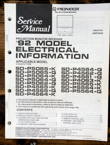 Pioneer SD-P5065-K P5064 P5062 P4565 ARP2564 TV Monitor  Service Manual *Orig*