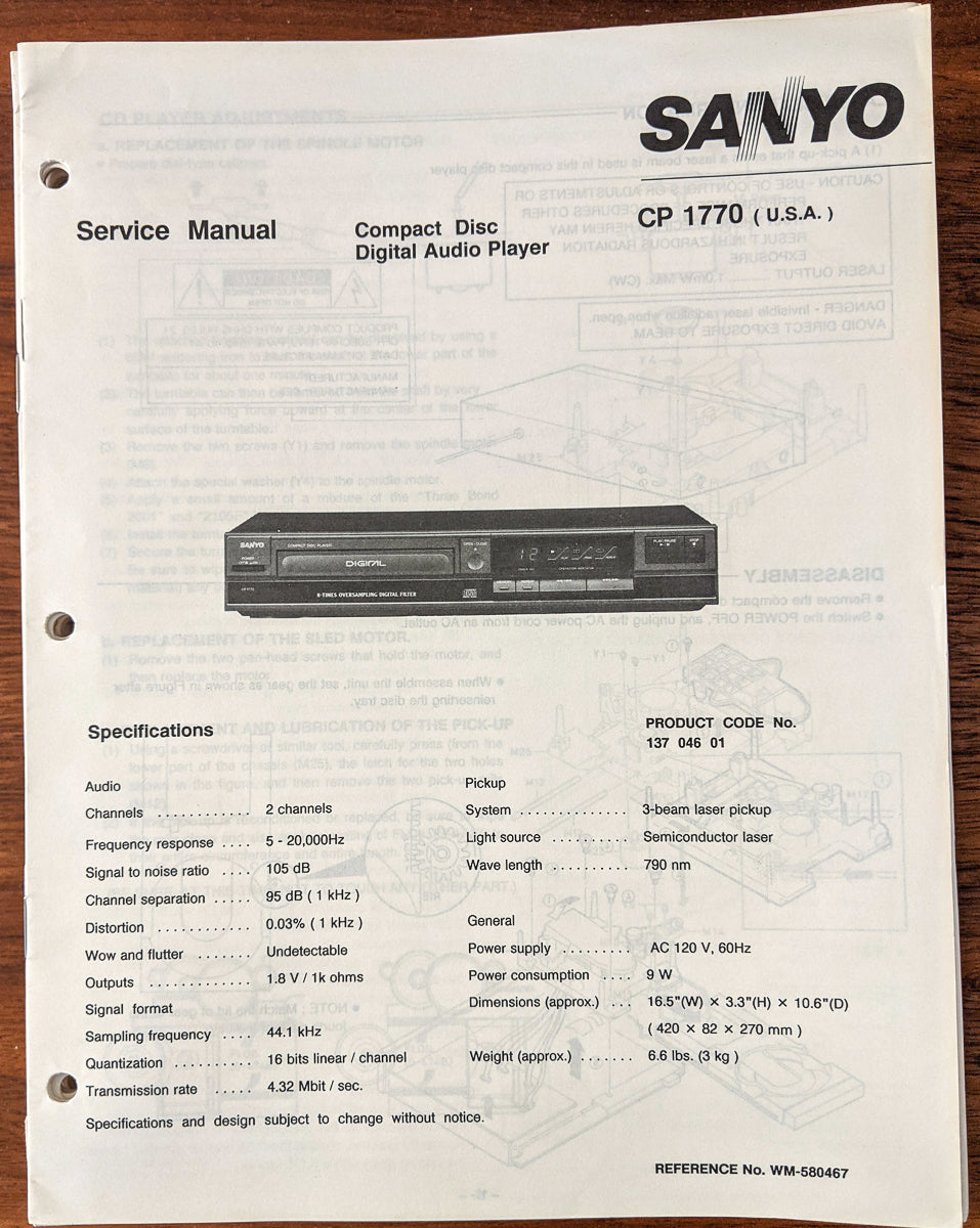 *Original* Fisher 1880 CD Player Service Manual
