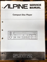 Alpine Model 5902 Car Stereo  Service Manual *Original*