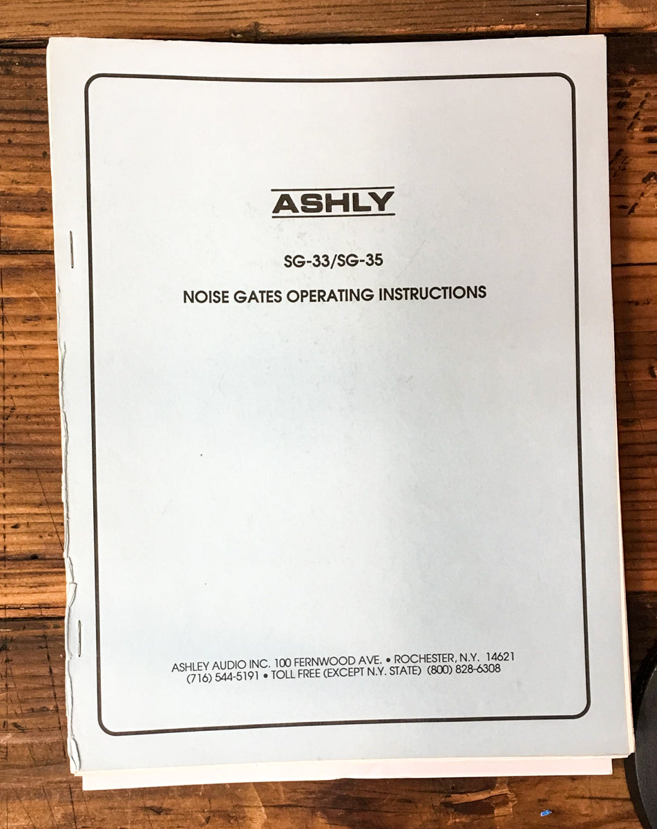 Ashly SG-33 SG-35 Noise Gate User / Owner Manual *Original*