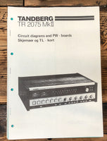 Tandberg TR-2075 MKII MK2 Receiver Circuit Diagrams PW Boards Manual *Original*