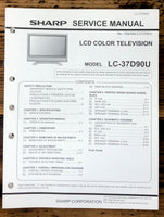 Sharp 37D90U TV / Television Service Manual *Original*