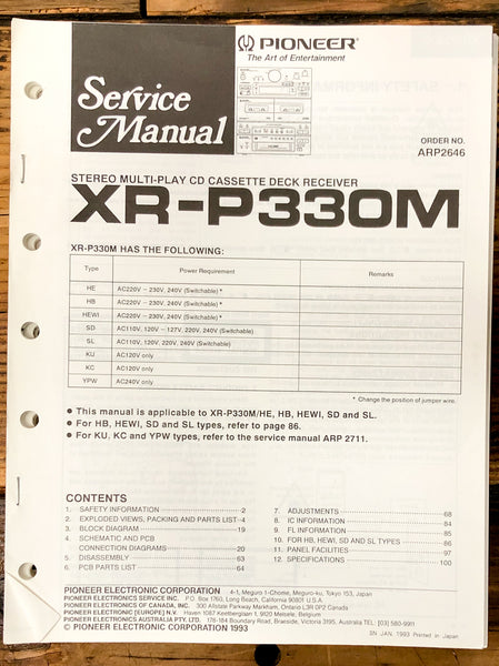 Pioneer XR-P330M Receiver Service Manual *Original*