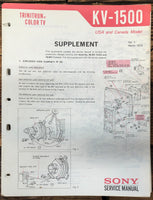 Sony KV-1500 TV Supp Service Manual *Original*