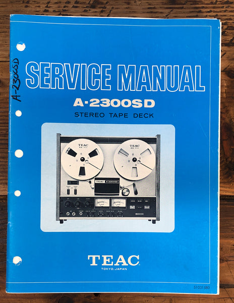 Teac A-2300SD Reel to Reel  Service Manual *Original*