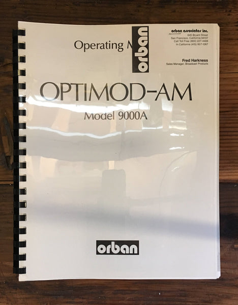 Orban Optimod AM Model 9000A Processor User / Operating Manual *Original*