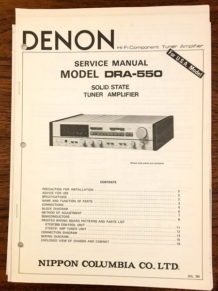 Denon DRA-550 Receiver Service Manual *Original*