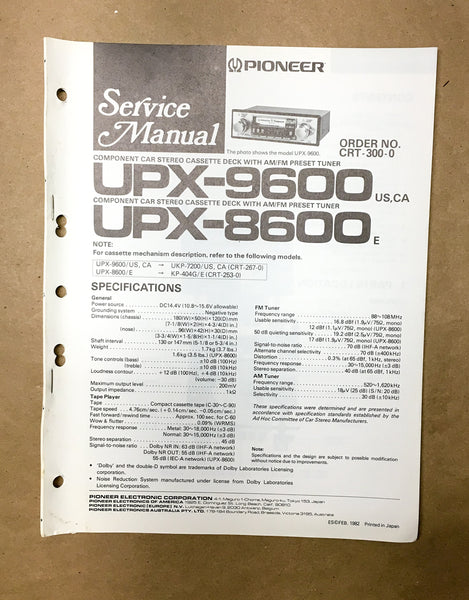 Pioneer UPX-9600 UPX-8600 Car Stereo Service Manual *Original*