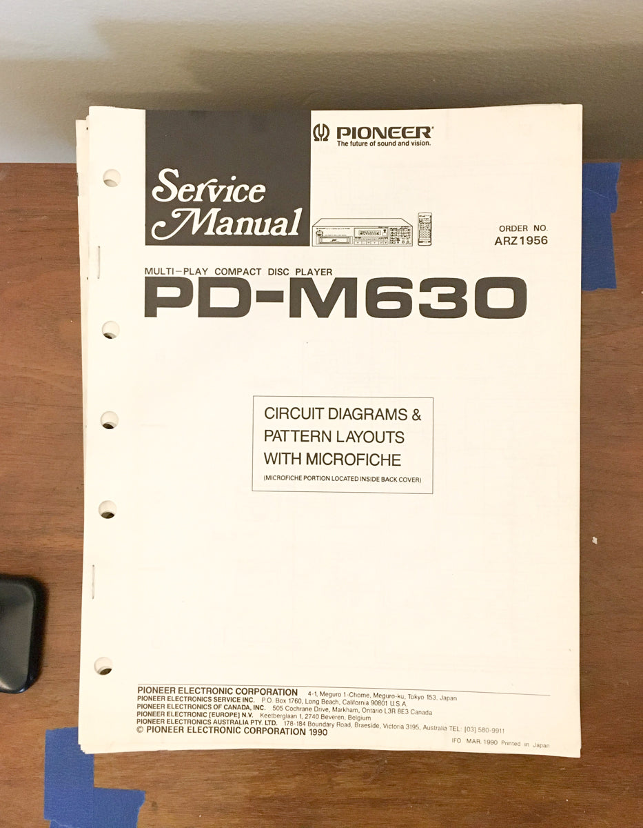 Pioneer PD-M630 CD Player Service Manual *Original* #2