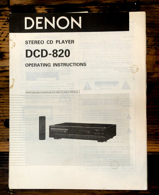 Denon DCD-820 CD Player Owner / User Manual *Original*