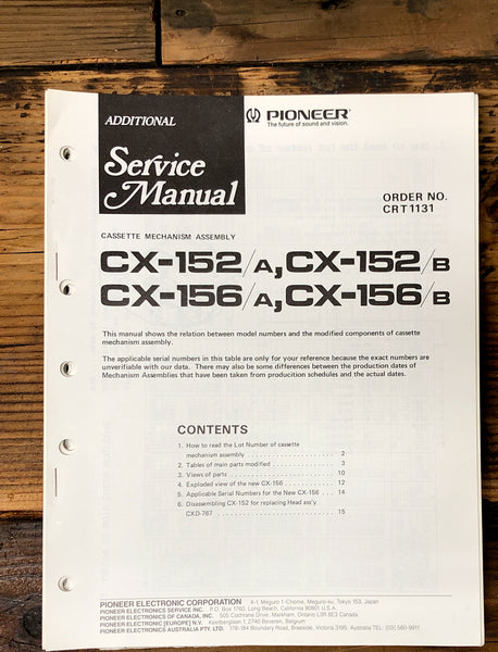 Pioneer CX-152 CX-156 Cassette Mechanism Add. Service Manual *Original*