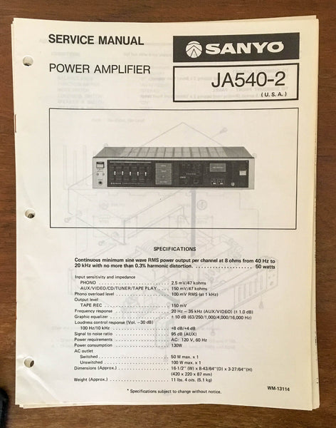 Sanyo JA 540-2 Amplifier Service Manual *Original*