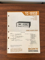 Sony TC-199SD Tape Recorder Service Manual *Original*