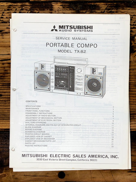 Mitsubishi TX-82 Stereo Service Manual *Original*