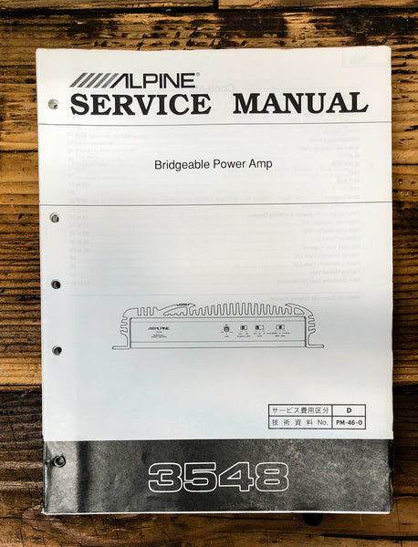 Alpine Model 3548 Power Amplifier  Service Manual *Original*